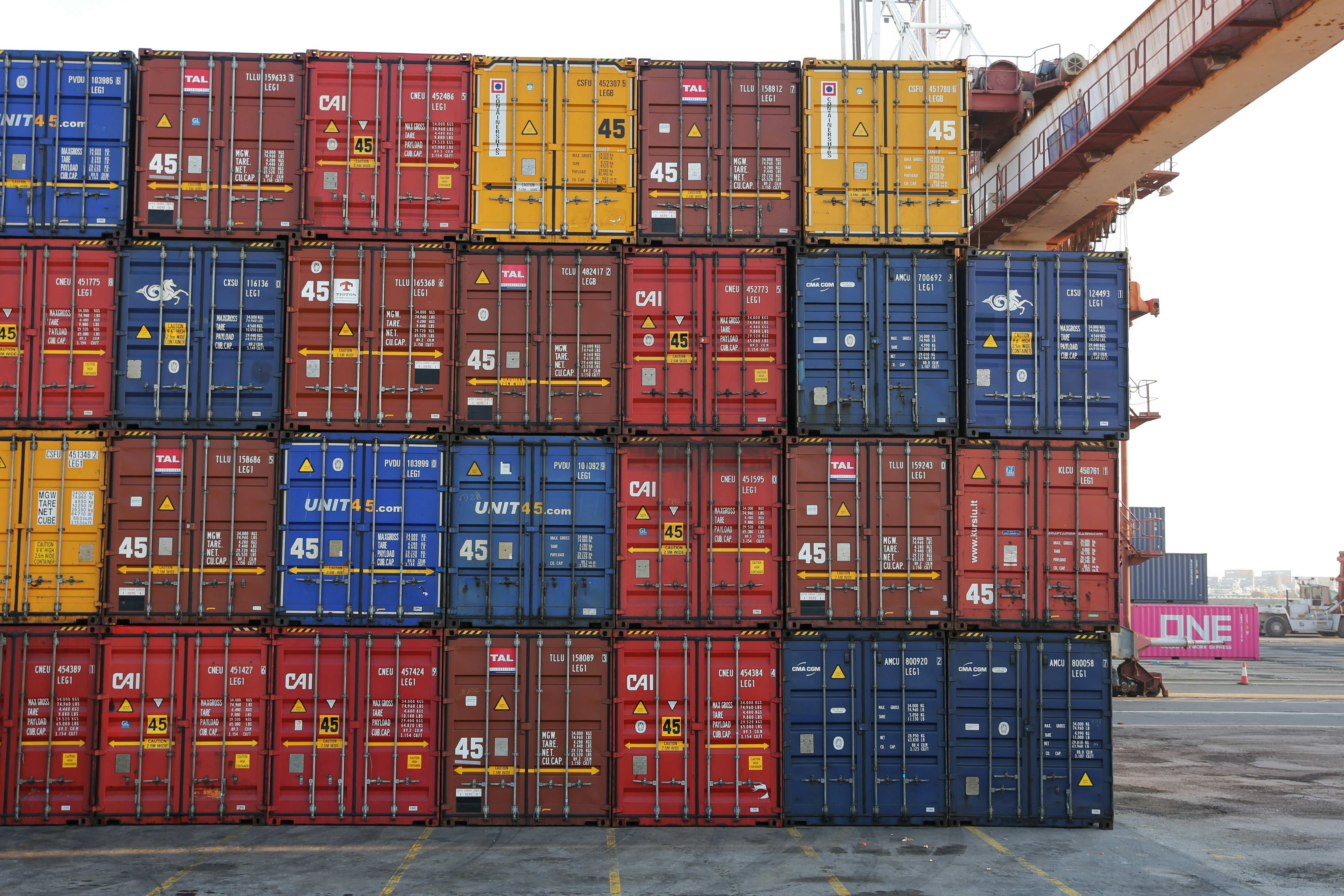 Containers stacked on top of each other